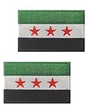 2 Packungen Stickerei Syrien Revolution Flagge Patch mit Haken Schleife, 2 gewebte syrische Stoff Abzeichen Tag, taktische patriotische Dekorationen für Tuch Hut(Syria Revolution)