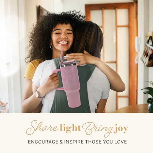 Image of Christian Art Gifts 40 oz Tumbler for Women: All Things are Possible Bible Verse, Stainless Steel, Insulated Travel Mug with Lid, Reusable Straw & Flex Tip, Pink Floral, Encouraging Gift for Women