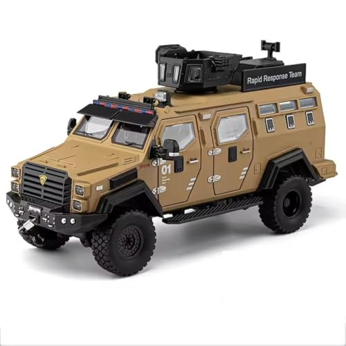 Image of Alokik Enterprise 1:24 Armored Police Car with Tooth Tiger Explosion Proof Die-Cast Model Metal Pull-Back Car with Lights & Sounds with 4 Opening Doors Kids' Best Showpiece Toy Vehicle Gift【Brown】