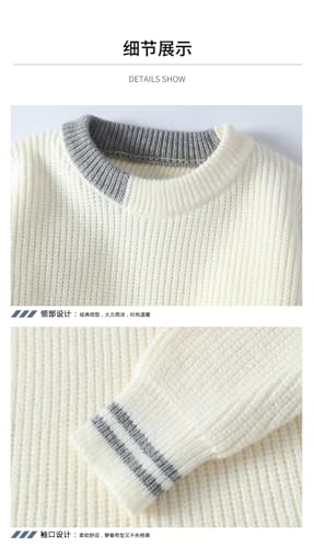 Men Retro Color Collision Twist Sweater Loose Fit Round Neck Knit Jumper Pullover Winter Knitted Sweaters3