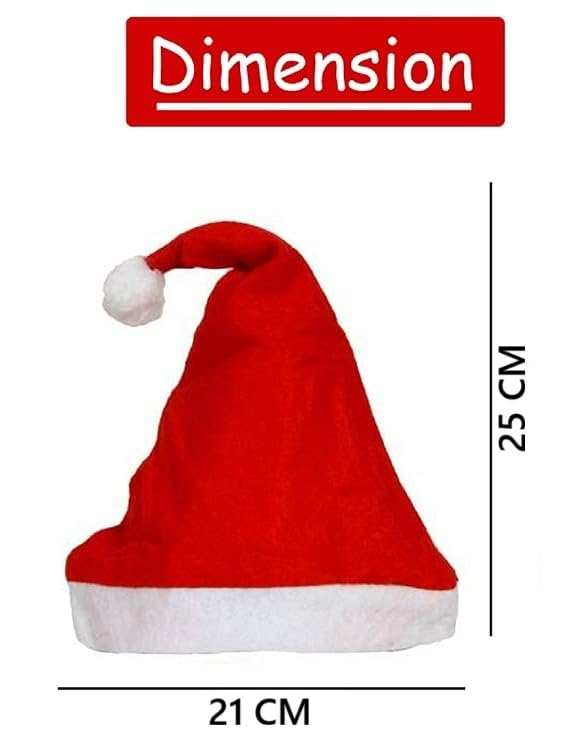 Image of PoPo Toys 2 Pcs Santa Claus Hat for Kids | Christmas Caps for Boys & Girls, Santa Claus Cap, Santa Hat for Kids, Christmas Caps - Red Size Kid