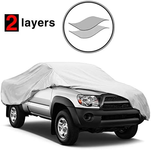 Kakit Truck Cover, All Weather Waterproof Indoor Outdoor Sun Proof Truck Pickup Cover with Windproof Ribbon & Anti-theft Lock, Fit Truck up to 222"