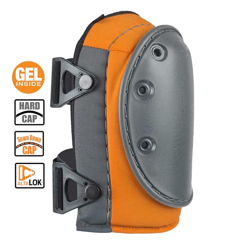 Image of ALTA 56203.50 AltaGUARD Gel Insert Knee Protector Pad, Gray /Orange Nylon Fabric, AltaLOK Fastening, Hard Cap, Long, Gray