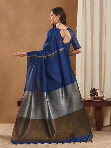 Image of Women's Banarasi Silk With Jacquard Print Saree With Blouse