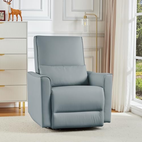 Sillón giratorio reclinable con tapizado gris miniatura 4