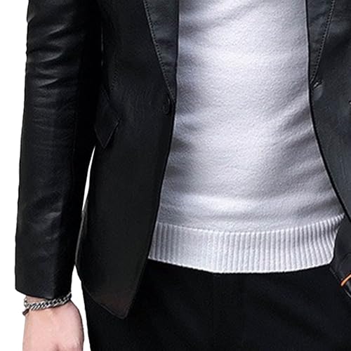 Chaqueta de cuero para hombre estilo biker y casual miniatura 3