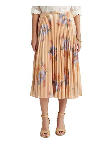 Lauren Ralph Lauren Falda plisada metálica con estampado floral para mujer, Beige multicolor, 10