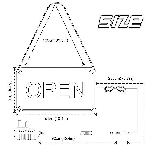 Open Sign White/Yellow Horizontal
