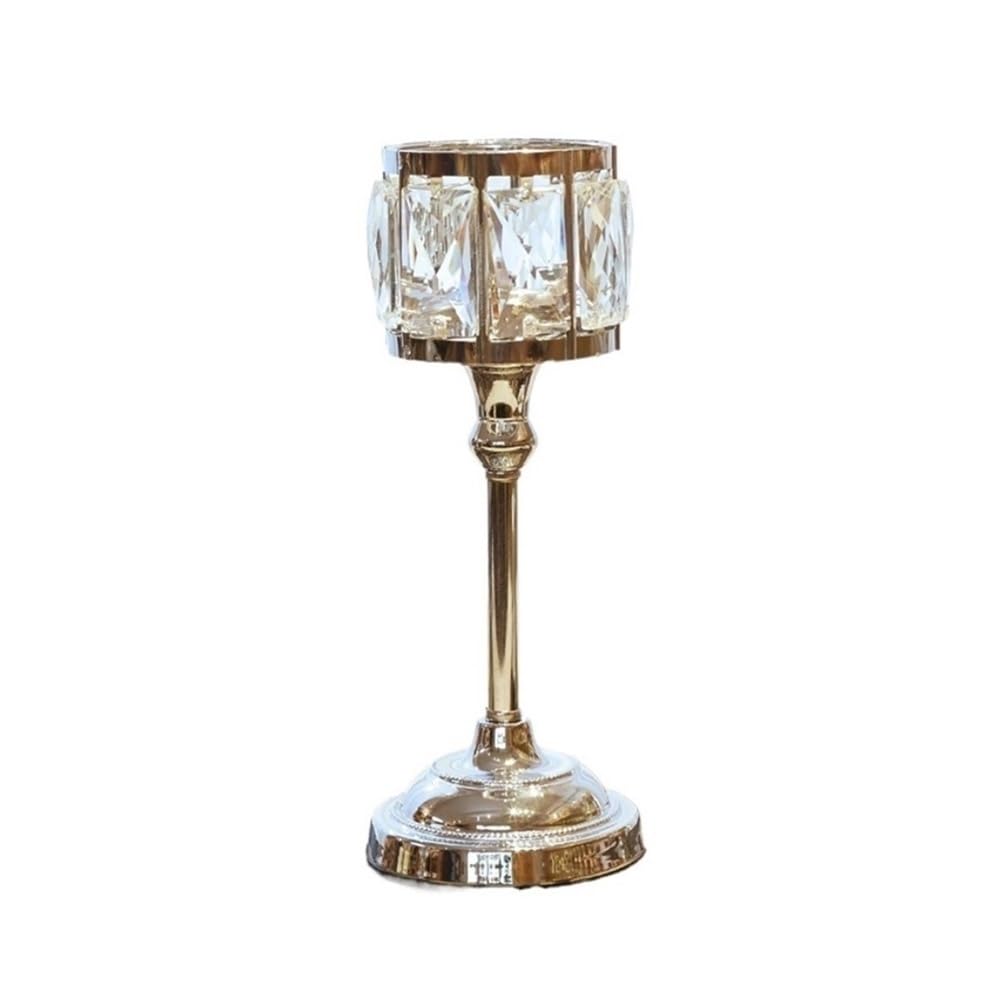 Candle Holder Simple Iron Glass Candlestick Modern Table Decoration Ornaments Candle Holder(Silver,M)