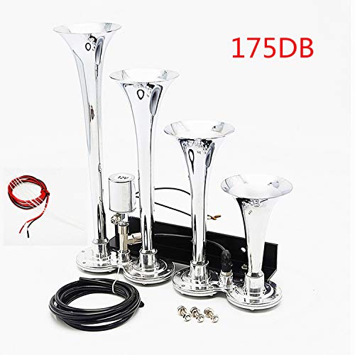 YIYIDA bocina del coche bocina eléctrica control electromagnético tubos plateado 12V 175DB...