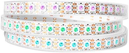 BTF-LIGHTING WS2812E ECO RGB Alloy Wires 5050SMD Individual Addressable 3.3FT 60Pixels/m Flexible Black PCB Full Color LED Pixel Strip Dream Color IP65 Waterproof DIY Projects Only DC5V