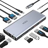 USB C Docking Station Dual Monitor for Dell HP, Laptop Docking Station 3 Monitors USB C Hub Dock to 2 HDMI 4K, VGA,Ethernet,10Gbps USB A/C Port, 100W PD Port, Audio, Type C Adapter 11 in 1 for Lenovo