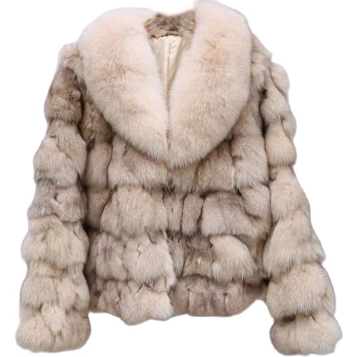 OFURTEBUY Women's Genuine Fox Fur Coat Thick Warm Fur Jacket
