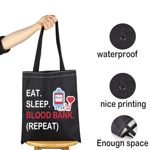 Sac de courses Eat Sleep Blood Bank cabas coton lavable épaule