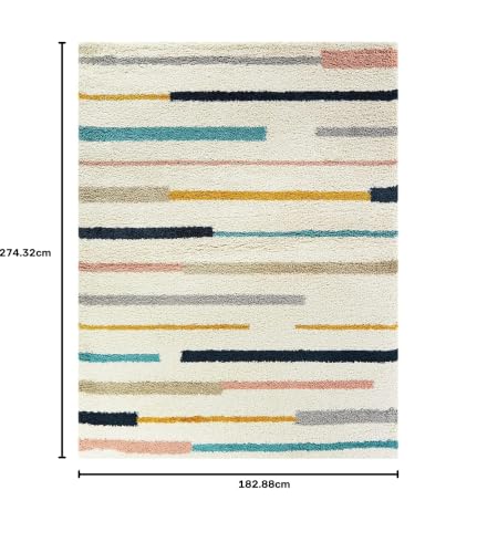Image of Shaggy Carpet for Living Room 6X9 FEET Fluffy Plush Area Rug, Thick Fur Floor Carpet Modern Cozy Rug for Home Decor, Kids Room Bedside Hall, Durable Comfortable Shaggy Rug (Ivory-Line)