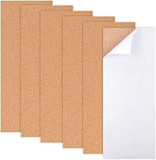 6 Sheets 35 x 14 cm Self-Adhesive Cork Sheets, Rectangle Cork Board Tiles with Full Sticky Back, Cork Notice Pin Boards, for Office, Memo, DIY, Pin Boards, Tea Cup, Home Decoration, Message