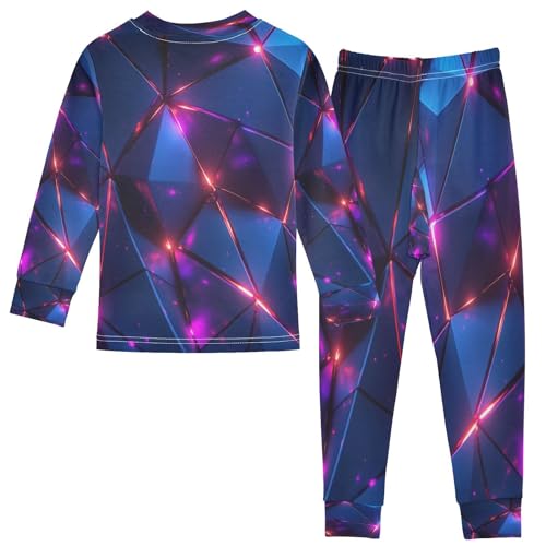 Pajama Sets Long Sleeve Abstract Geometric Pattern Soft Comfy Sleepwear 2 Piece PJS 3-8T3