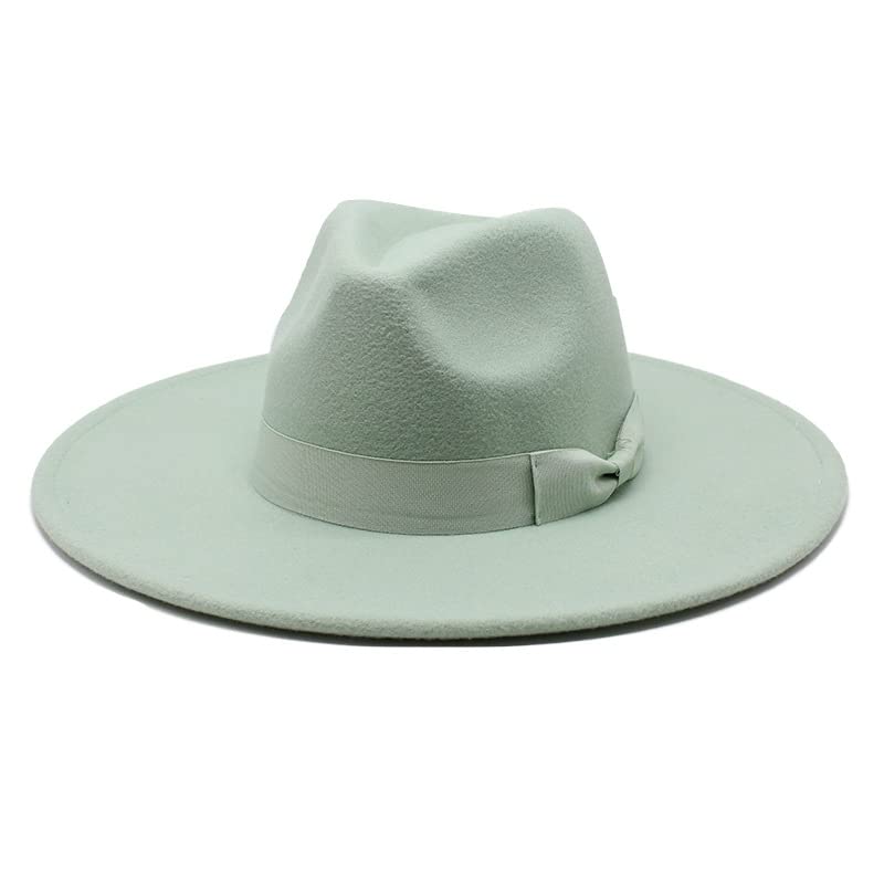 JiuRui Chapeaux et Casquettes Nouveau chapeau haut de forme en laine à large bord de 9,5 cm, chapeau de jazz à la mode automne et hiver, chapeau haut de forme jazz à grand bord pêche ( Couleur : Bianc