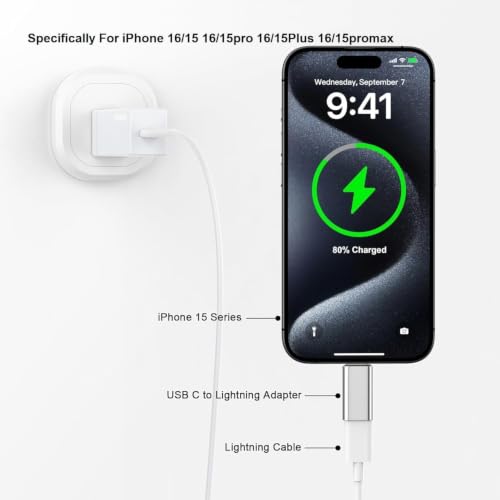 Image of Apple [MFi Certified] Lightning to USB-C Adapter, Lightning Female to Type-C Male Fast Charging Converter, Compatible with iPhone 17 /17 Pro /17 Pro Max, 16 /15 Series & iPad Pro /Air /Mini