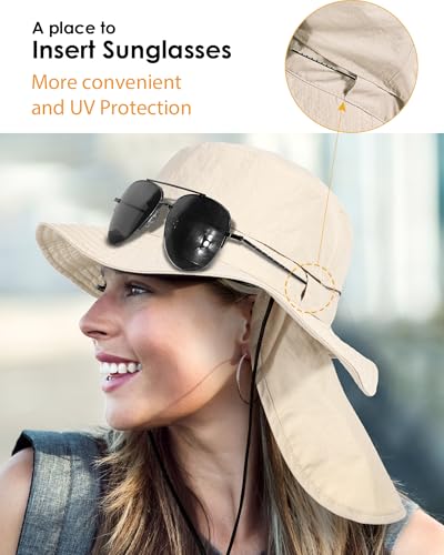 Sombrero impermeable para sol unisex beige miniatura 3