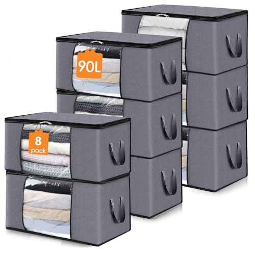 ZCHI Sac de rangement pliable - Grandes boîtes de rangement durables pour linge de lit, vêtements, couvertures, oreillers - Rangement d'articles de saison...