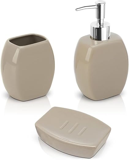 Inbagno Set Accessori Bagno Completo – 3 Pezzi in Ceramica, Kit Accessori...