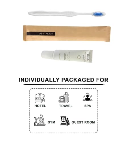 Image of Free Dental Floss with Pack-1Toothbrushes with Toothpaste (7g) | Disposable Travel Kit | Dental Kit In Bulk | Individually Wrapped | Hotels | Vacation Rentals | Homeless, Nursing