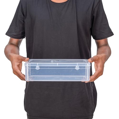 Image of Chetan Plastic Storage Boxes, Transparent Containers, Large Boxes With Lock System for Jewellery 28x19x7 Cm - 3750 ML - Pack of 3 (Size No - 8)