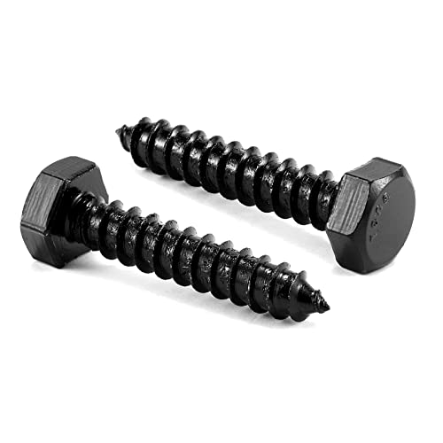 3/8" x 1-1/2" Hex Head Lag Screws Bolts 10Pcs 304 Stainless Steel 18-8, Partial Thread, Hexagon Head Wood Screws by Black Oxide by SG TZH