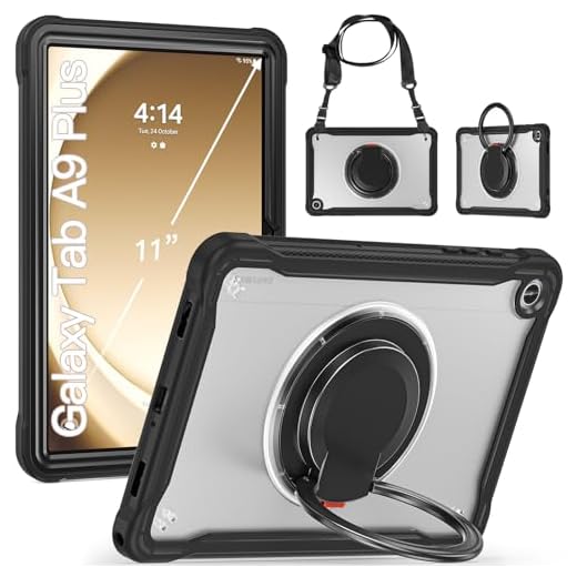 BRAECN Capa para Samsung Galaxy Tab A9+ 11 polegadas (SM-X210/X216/X218) 2023 Capa protetora resistente à prova de choque com suporte para lápis/suporte giratório/alça de ombro para Galaxy Tab A9