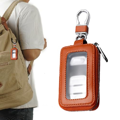 Funda para llaves de coche - Bolsa para llaves de coche - Soporte para llavero inteligente, protector funda para llave automática con gancho de Metal y bolsa con cremallera para llavero remoto