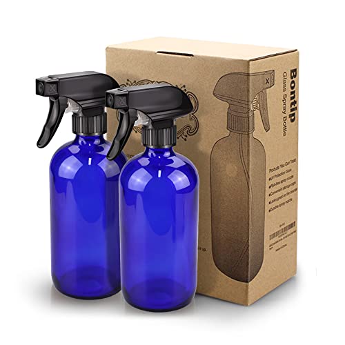 Image of Bontip Spray Bottle, Spray Bottle Set & Accessories for Non-toxic Window Cleaners Aromatherapy Facial Hydration Watering Flowers Hair Care (Black,Blue)