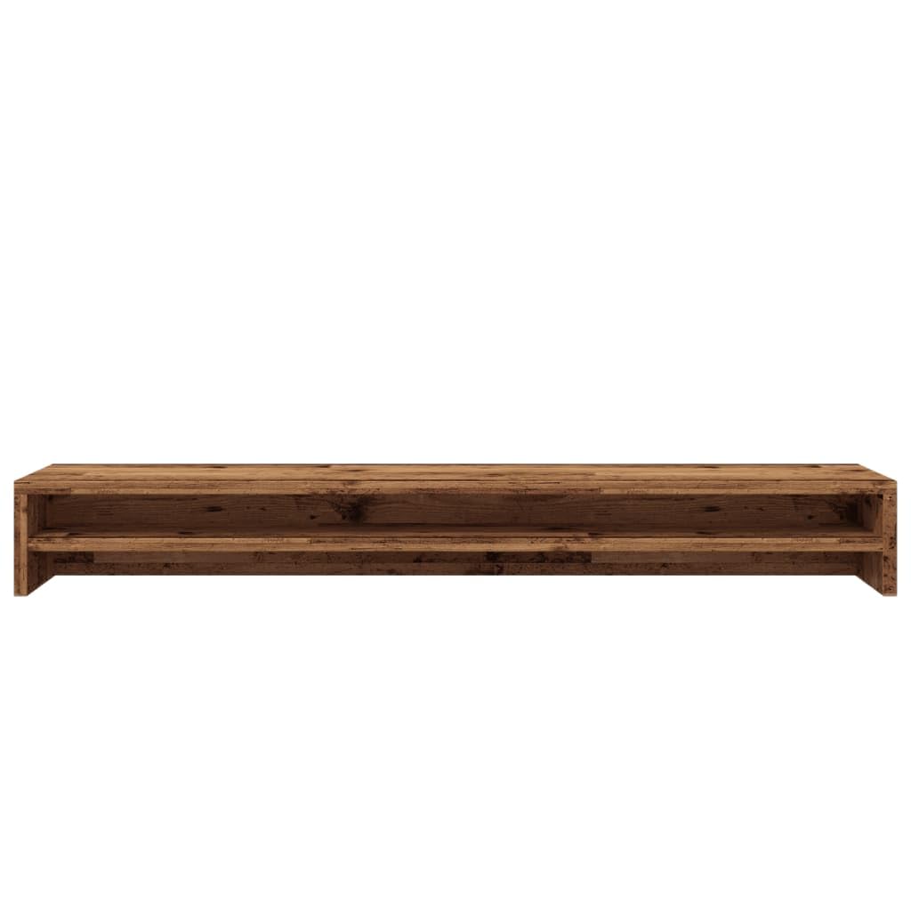 Supporto per monitor, effetto legno anticato, 100 x 24 x 13 cm, con vano portaoggetti per monitor, TV, monitor, schermo piatto, in soggiorno, ufficio, gaming