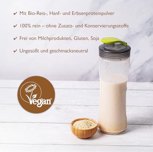Sevenhills Wholefoods Bio Veganes Natürliches Proteinpulver 900g, mit Reis, Hanf% Erbsen protein, Ungesüßt