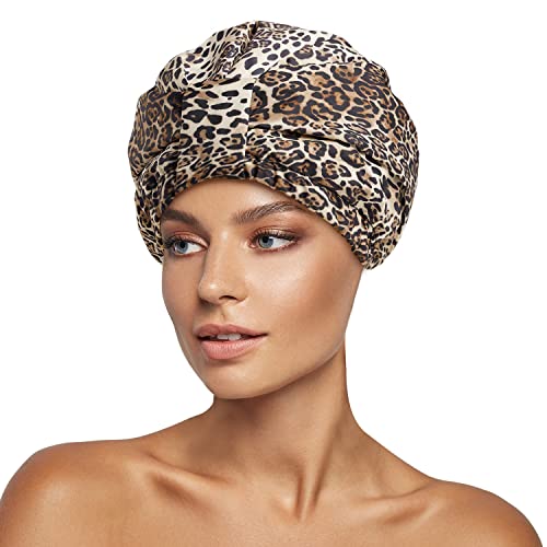 INNELO Luxury Shower Cap, Reusable Upgrade Waterproof Shower Caps for