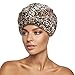 INNELO Luxury Shower Cap, Reusable Upgrade Waterproof Shower Caps for Women, Adjustable Large Shower Cap Hair Cap with Satin Lined, for All Hair Styles Leopard