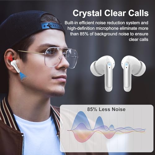 Image of Wireless Earbuds, HiFi Sound Bluetooth 5.3 Headphones with 4 ENC Noise Mic, 56H Playtime Ear Buds with LED Display, USB-C, IPX7 Waterproof Wireless Headphones for Sports Workout