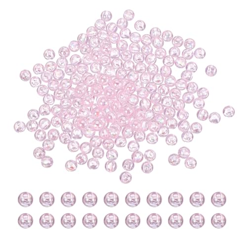 PATIKIL 6mm Fishing Beads, 200 Pcs Acrylic Holographic Beads Round Fishing Bait Eggs Rig Bead Tackle Lures Accessory for Fishing Rigs Baits Lures, Light Pink