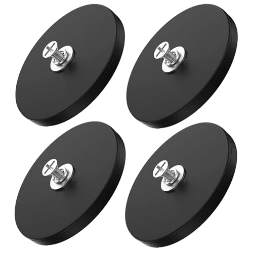 Thaibear Rubber Coated Magnets with M6 Magnetic Assembly Base, 4Pcs 50LBS Non-Slip Strong Neodymium Mounting Magnets for Light Bar Mirror Camera Tool