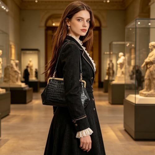 Sac avec fermoir à baiser en simili cuir finitions premium