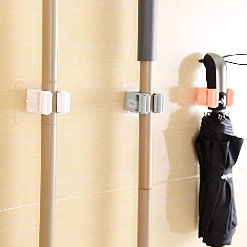 Image of Pack of 5 Mop Broom Holder, Self Adhesive Mop Organizer Wall Mount Broom Clips Holder for Kitchen Bathroom Closet Garden Garage (Broom Holder Sticker-5)