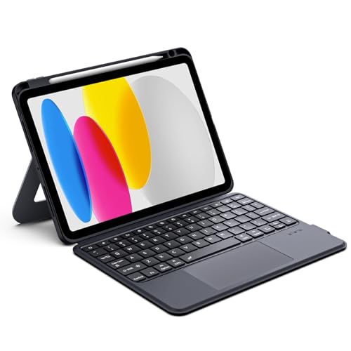 VOWUBO ���O���\�Ȏ��C�L�[�{�[�h�P�[�X iPad (A16) ��11���� 11�C���`(2025) iPad ��10���� 10.9�C���`(2022) �}���`�^�b�`�g���b�N�p�b�h�t�� - [Pencil�z���_�[����] �}���`�A���O���L�b�N�X�^���h �u