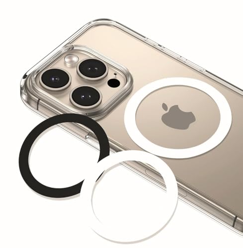 Image of RIGGEAR for MagSafe Ring Sticker, Universal Metal Plate Adapter Ring for Phones /Cases to Work with Magnetic Accessories - Black & White (Pack of 2)