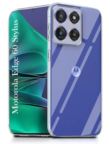 Image of Jkobi Back Cover for Motorola Moto Edge 60 Stylus (Silicone Clear Shockproof Case with Camera Protection and Dust Plugs | Transparent)