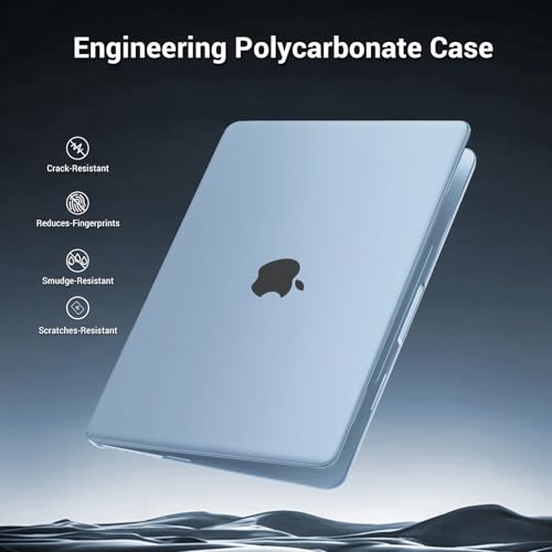 Image of MOSISO Compatible with MacBook Air 15 inch Case M5 M4 M3 M2, Sky Blue Clear | Ultra Thin Hard Case,Precision Color & Anti-Fingerprint -Compatible with MacBook Air 15.3 inch A3241 A3114 A2941 2026-2023