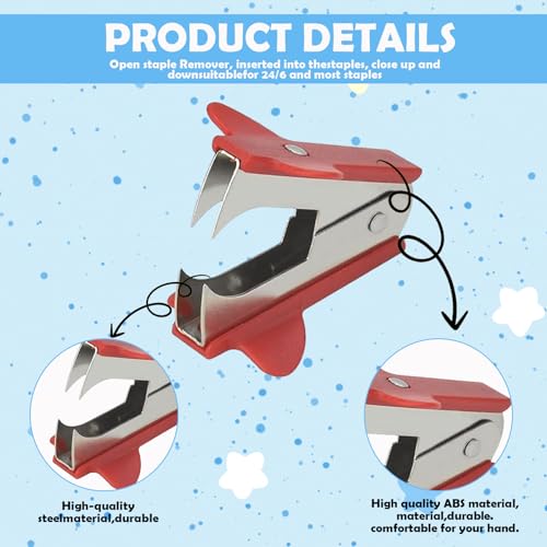 3 PCS Entklammerer,klammerentferner,heftklammerentferner,brieföffner,stapler,Rot, Blau, Schwarz,Geeignet für den Täglichen Gebrauch im Büro und zu Hause