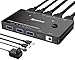 Produktbild USB3.0 KVM Switch HDMI 2 Ports 4K@120Hz, ESKEVE KVM Switch 2 PC 1 Monitor 8K@60Hz für 2 PC Teilen 1 Monitors und 3 USB3.0-Geräte.Mit Netzteil + Kabelfernbedienung und 2 USB3.0-Kabeln