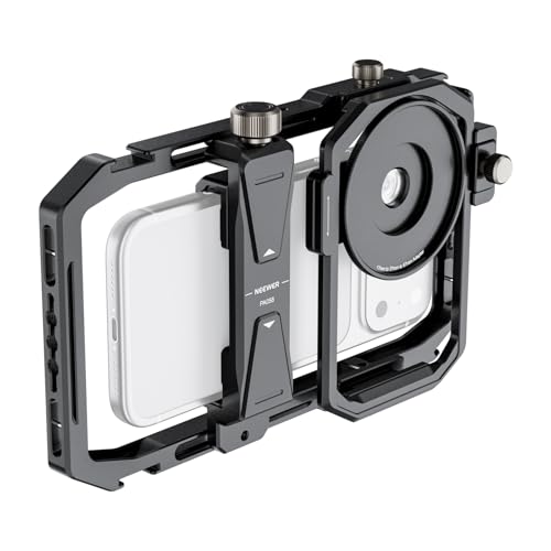 Image of NEEWER Universal Phone Cage Video Rig Stabilizer with 17mm to 37mm & 67mm Lens Filter Adapter Ring Accessories Compatible with iPhone Android Samsung for Video Recording Streaming Photography, PA058
