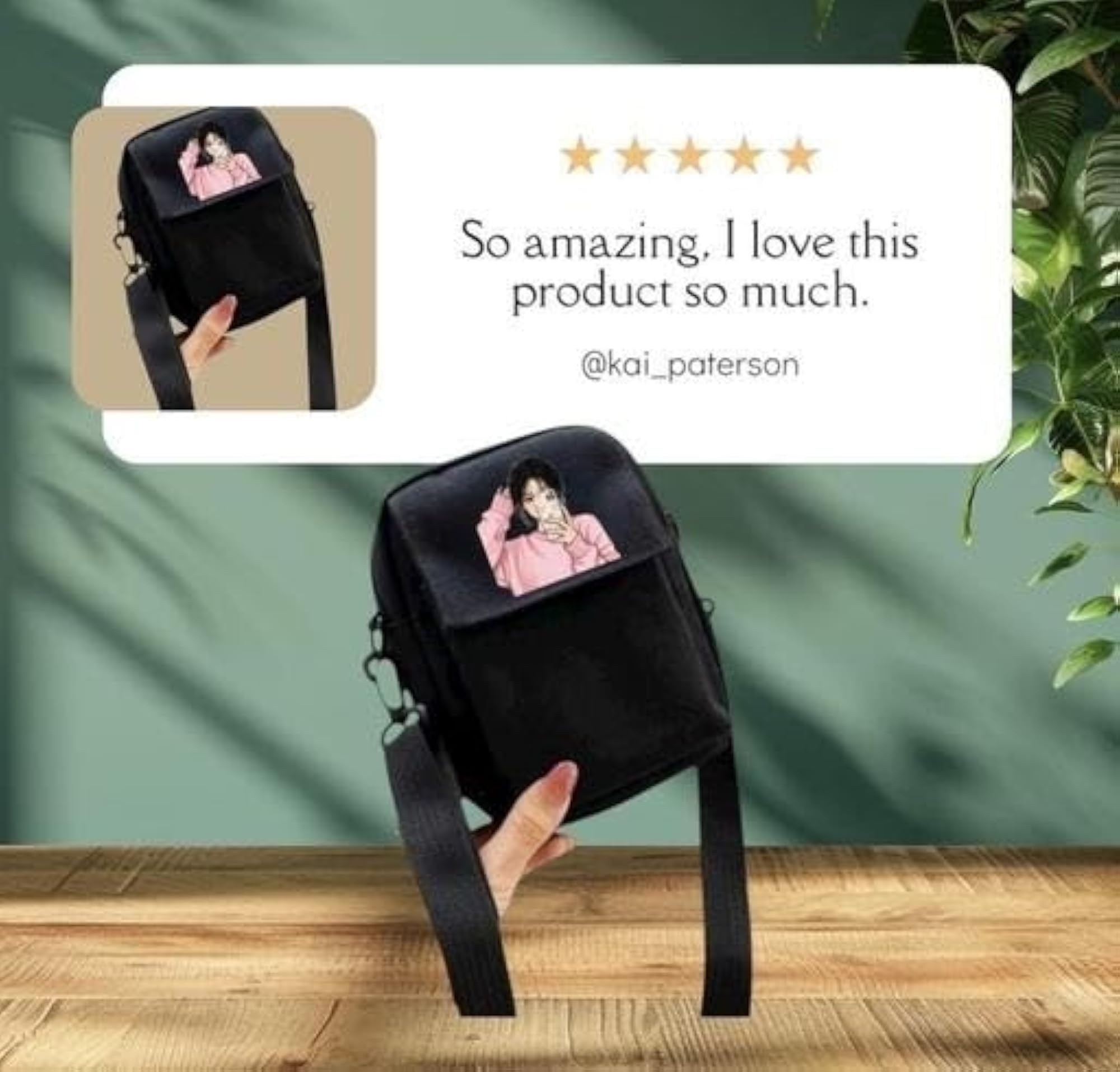 Small Travel Sling Pouch, Lightweight Canvas Mobile Shoulder Bag