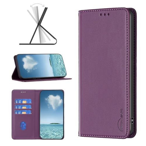 Coque portefeuille Xiaomi Redmi 14C rouge magnétique avec étui rabat cuir